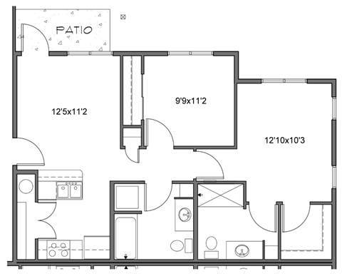 a floor plan of a small house with a bedroom and a living room